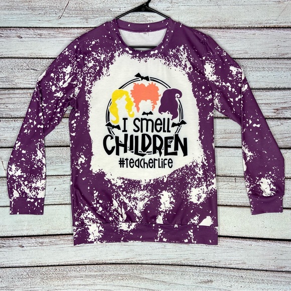 Hocus Pocus Sweatshirt Sweater Long Sleeve Shirt I Smell Children Womens… - Picture 1 of 7